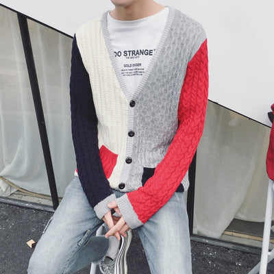 Men's Fashion Contrast Cardigan Up To Size XL - TrendSettingFashions