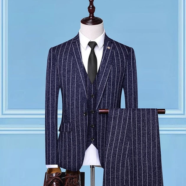 Men's Classic Striped 3 Piece Suit Up To 3XL - TrendSettingFashions