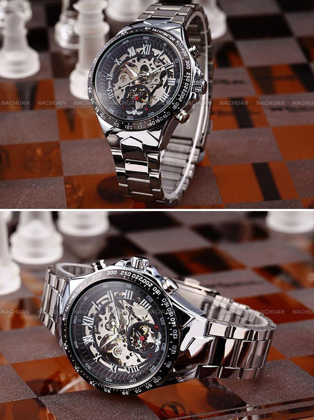 Men's Self Wind Deep Dish Skeleton Watch - TrendSettingFashions