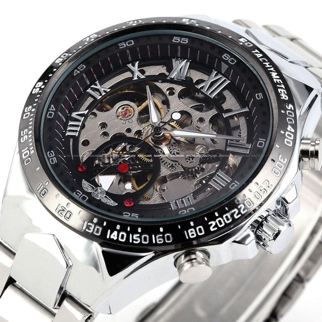 Men's Self Wind Deep Dish Skeleton Watch - TrendSettingFashions