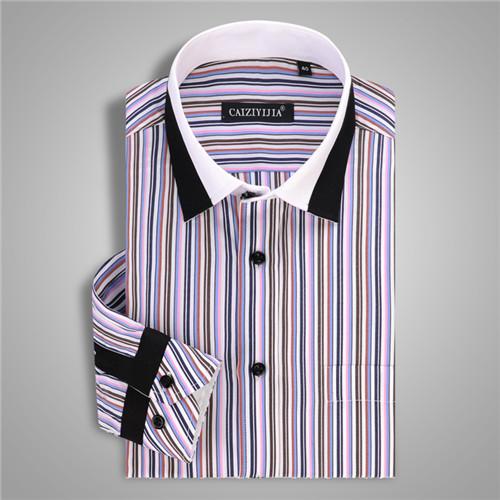 Men's Striped Patchwork Dress Shirt - TrendSettingFashions 