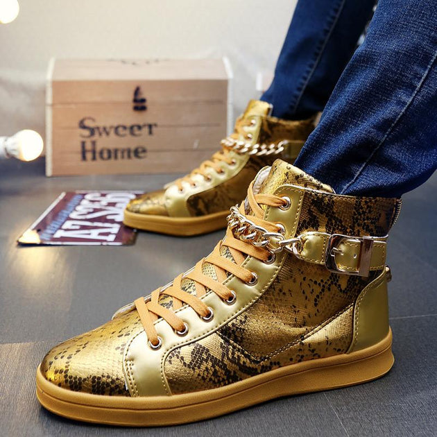 Men's Faux Snake Skin Chain Boots In 3 Colors! - TrendSettingFashions