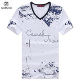 V-Neck Fashion Casual Jeans Tee - TrendSettingFashions