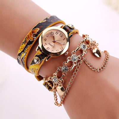 Women's Dual Heart Fashion Watch With Fashion Imprinted Band - TrendSettingFashions 