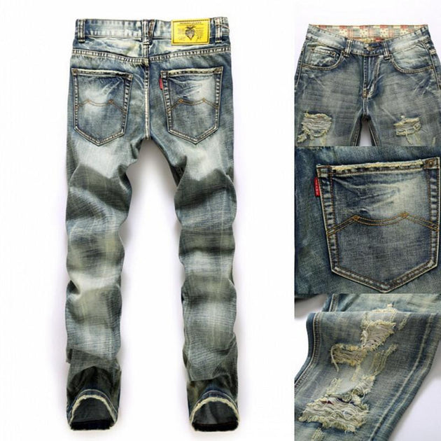 Men's Designer LightWashed Ripped Jeans - TrendSettingFashions