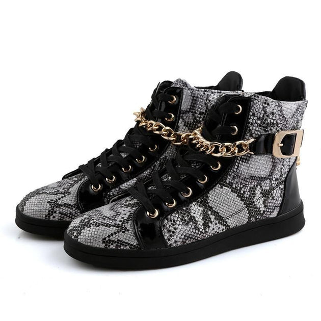 Men's Faux Snake Skin Chain Boots In 3 Colors! - TrendSettingFashions