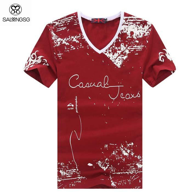 V-Neck Fashion Casual Jeans Tee - TrendSettingFashions