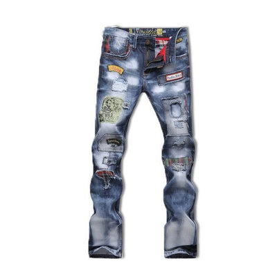 Men's Retro Patch Jeans - TrendSettingFashions 
