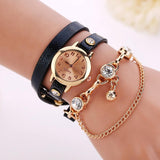 Women's Leather Strap Glass Jewel Watch In 8 Colors - TrendSettingFashions 