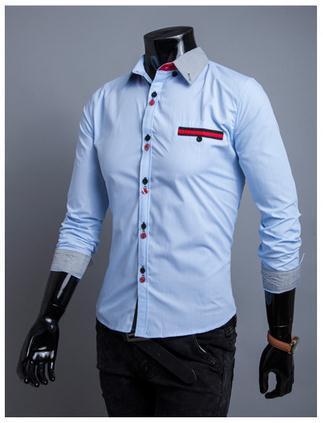 Men's Striped Collar 2 Button Fashion Dress Shirt - TrendSettingFashions 