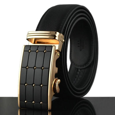 Genuine Leather Belt Gold and Black Style 3 - TrendSettingFashions 