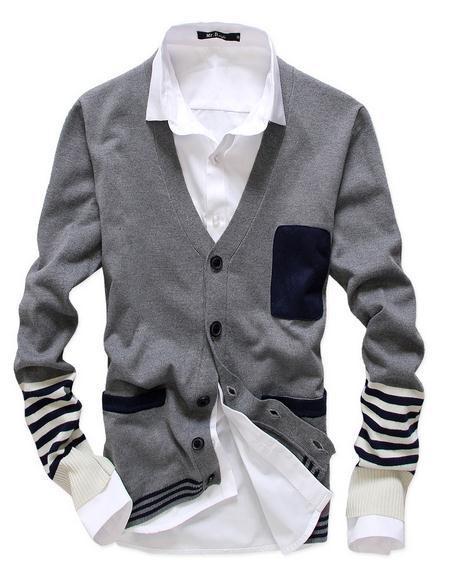 Men's Fashion Cardigan With Stripes - TrendSettingFashions