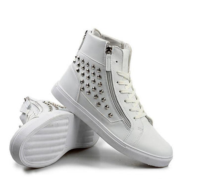 Men's Leather Round Toe Rivets Boots In 2 Colors - TrendSettingFashions