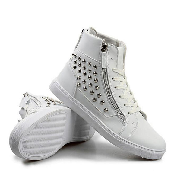 Men's Leather Round Toe Rivets Boots In 2 Colors - TrendSettingFashions