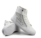 Men's Leather Round Toe Rivets Boots In 2 Colors - TrendSettingFashions