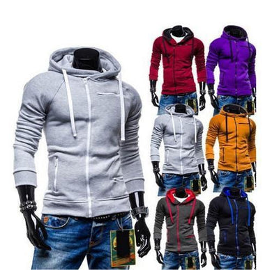 Men's High Collar Sweatshirt With Zip Pockets - TrendSettingFashions 