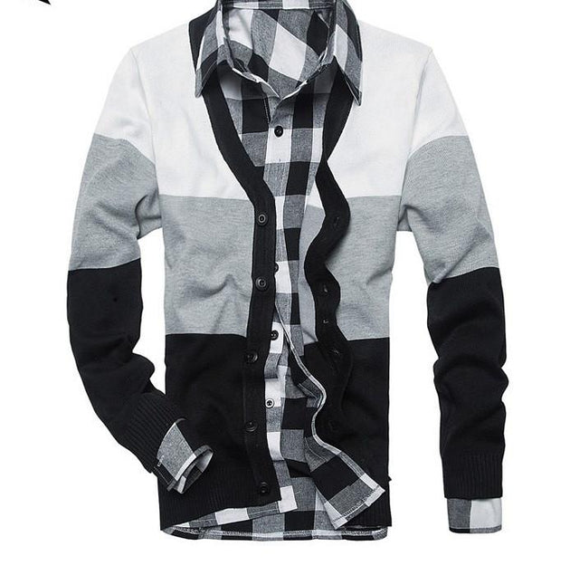 Men's V-Neck Multi Colored Cardigan - TrendSettingFashions