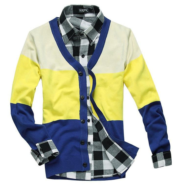 Men's V-Neck Multi Colored Cardigan - TrendSettingFashions