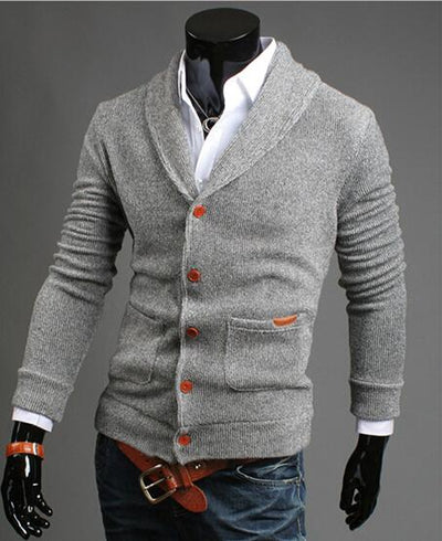 Men's Leather Patchwork Cardigan - TrendSettingFashions