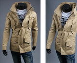 Men's High Collar Hooded Jacket - TrendSettingFashions