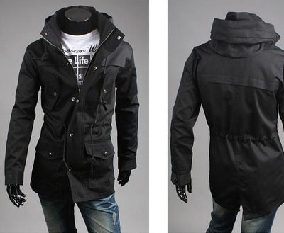 Men's High Collar Hooded Jacket - TrendSettingFashions