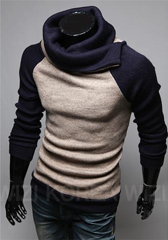 Men's High Collar Pullover Sweater - TrendSettingFashions