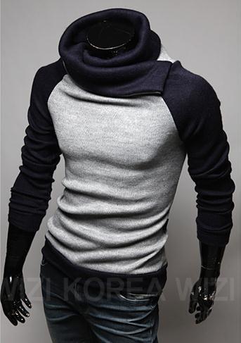 Men's High Collar Pullover Sweater - TrendSettingFashions 