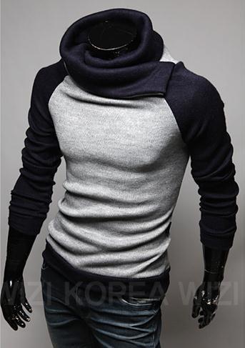 Men's High Collar Pullover Sweater - TrendSettingFashions