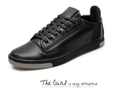 Genuine Leather Casual Sneakers Lace Up Men's Flats - TrendSettingFashions 