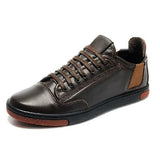Genuine Leather Casual Sneakers Lace Up Men's Flats - TrendSettingFashions 