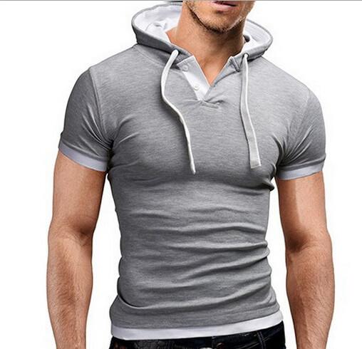 Men's Short Sleeved Hooded T-Shirts With 8 Color Options - TrendSettingFashions 