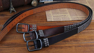 Genuine Leather Rivet Belt Style 2 - TrendSettingFashions 