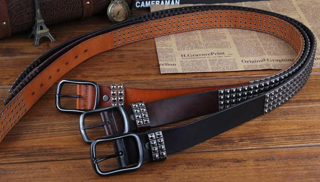 Genuine Leather Rivet Belt Style 2 - TrendSettingFashions 