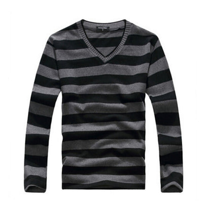 Men's Striped V Neck Sweater - TrendSettingFashions 
