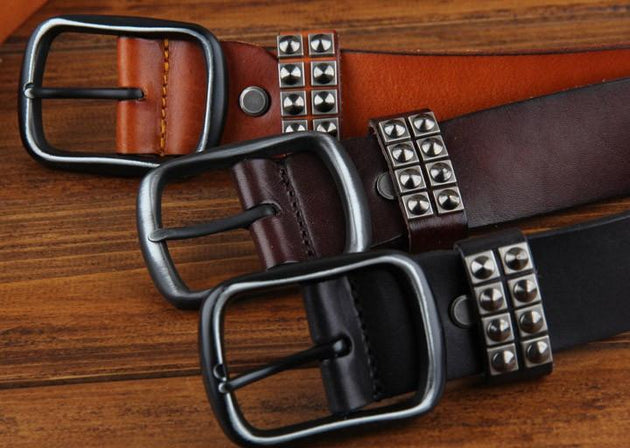 Genuine Leather Rivet Belt Style 2 - TrendSettingFashions 