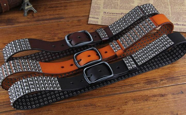 Genuine Leather Rivet Belt Style 2 - TrendSettingFashions 