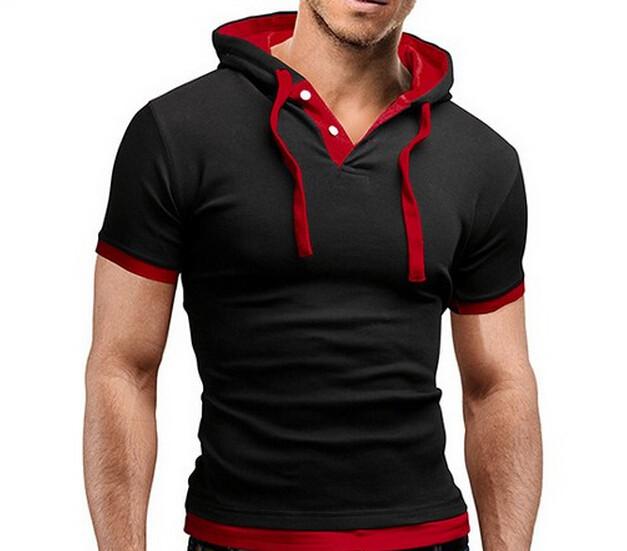 Men's Short Sleeved Hooded T-Shirts With 8 Color Options - TrendSettingFashions 