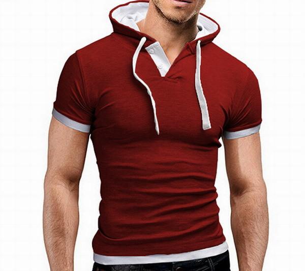 Men's Short Sleeved Hooded T-Shirts With 8 Color Options - TrendSettingFashions 
