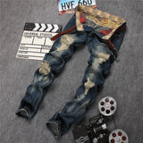 Men's Designer Ripped Patched Jeans - TrendSettingFashions 
