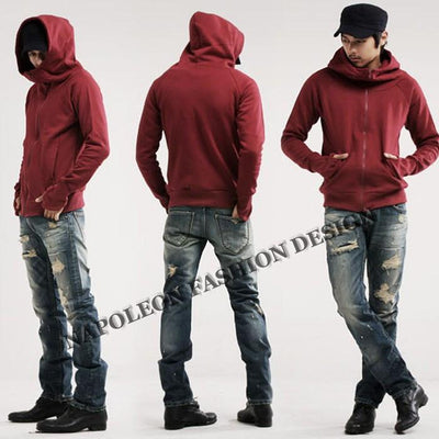 Men's High Collar Zip Hoodie - TrendSettingFashions 