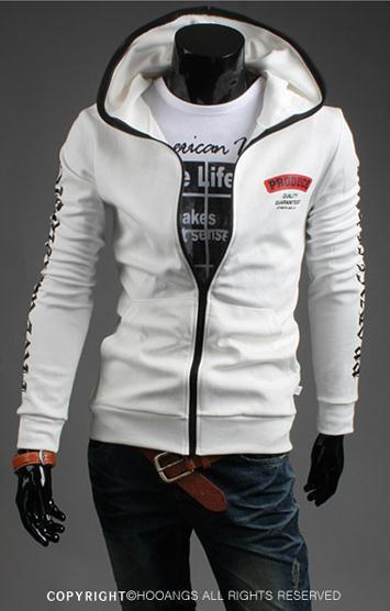 Men's Full Zip Sweatshirt With Zipper and Hoodie Colored Outline - TrendSettingFashions 