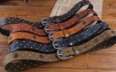 Genuine Leather Fashion Belt Rivet Style - TrendSettingFashions 