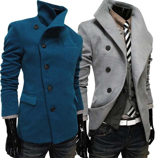 Men's Single Breasted Wool Coat - TrendSettingFashions 