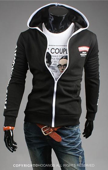 Men's Full Zip Sweatshirt With Zipper and Hoodie Colored Outline - TrendSettingFashions 