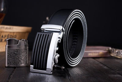 Genuine Leather Black/Silver Fashion Belt - TrendSettingFashions 