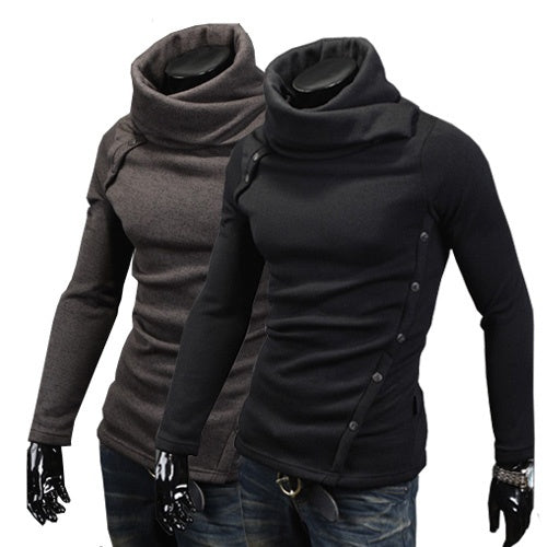 Men's Full Button Up Turtle Neck Sweater - TrendSettingFashions 