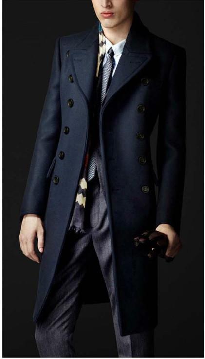 Men's Button Up Business Fashion Dress Wool Coat - TrendSettingFashions 