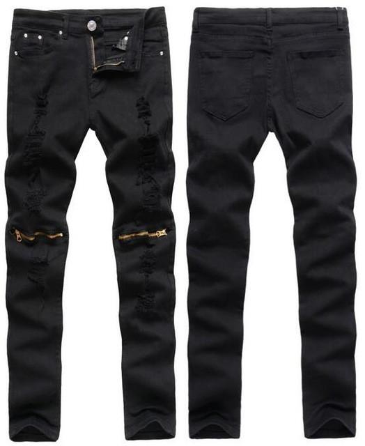 Men's Red, Orange Or Blue Denim Ripped Fashion Jeans - TrendSettingFashions 