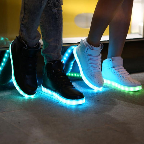 LED Glow Fashion High Tops With 8 LED Color Options Included!! - TrendSettingFashions 