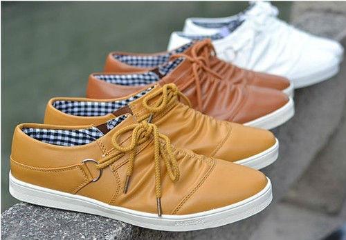Men's Ruffle Leather Slip On Flat Shoes - TrendSettingFashions 